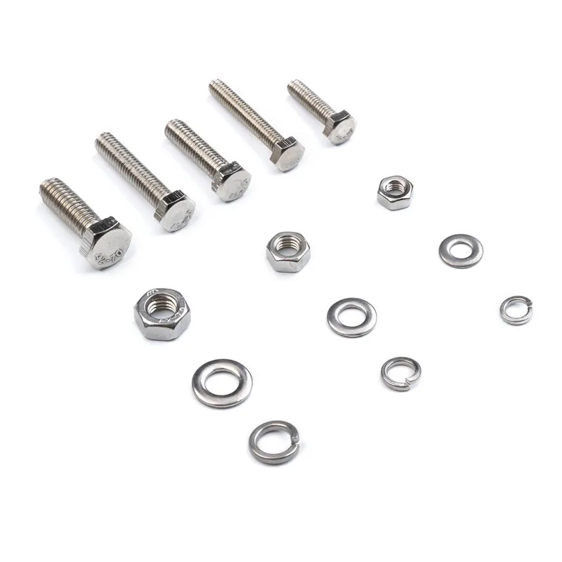 475Pcs Stainless Steel Metric Hex Bolts Head Cap Hexagon Socket Nut Screw with Lock Silver Flat/Elastic Washer M4/M5/M6 Bolt