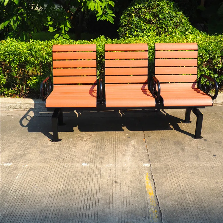  Wooden church 3 seats plastic slats bench park outdoor garden long chair modern furniture manufacturer