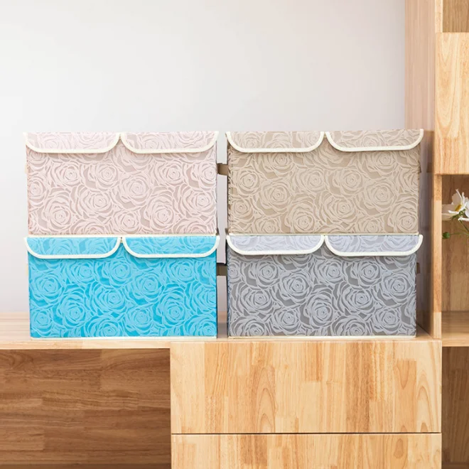 High Quality Non Woven Fabric Foldable Clothing Storage Box for Heavy-duty Organization with Folding Lid