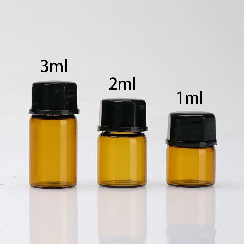 2ml glass vial brown 1ml 3 ml amber clear glass essential oil bottle 5ml blue small sample bottles with reducer and cap