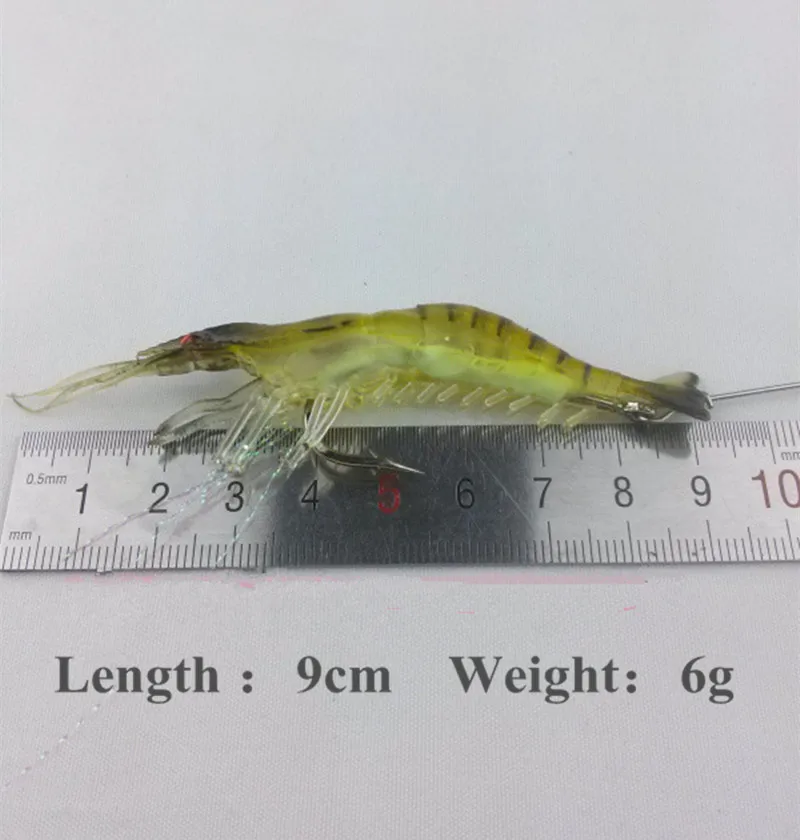Hot selling!! 6g/9cm Luminous Shrimp Lure Soft Fishing Bait Isca Artificial Fish Lure Soft Baits