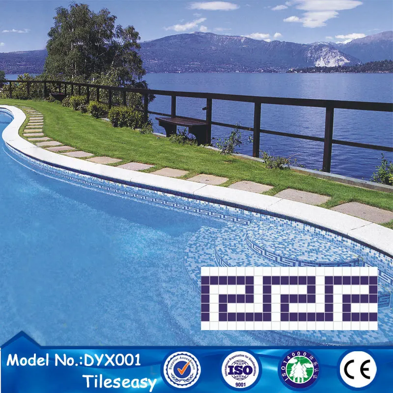 decorative ceramic blue mosaic tile trim pool waterline tiles