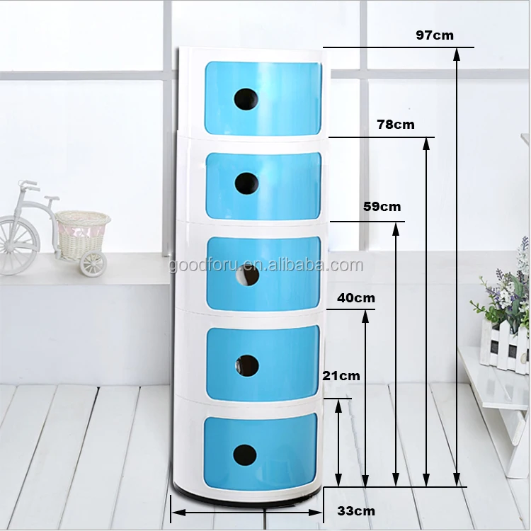 Round compartment Plastic narrow Storage Cabinet