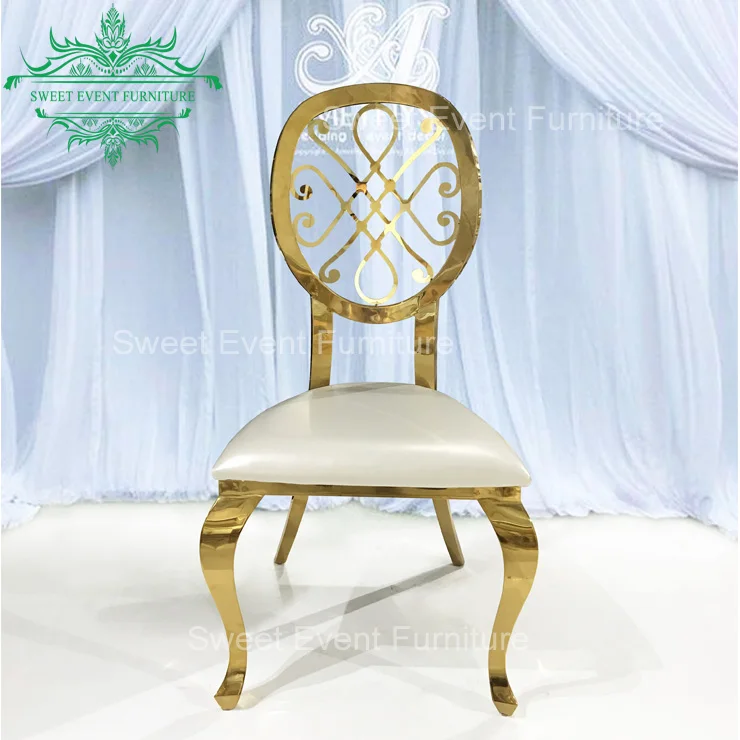 Royal high back  pu seat  gold metal stainless steel luxury chairs for event