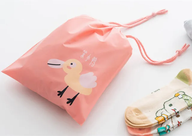 Cute design polyester cloth shoe traveling drawstring bag