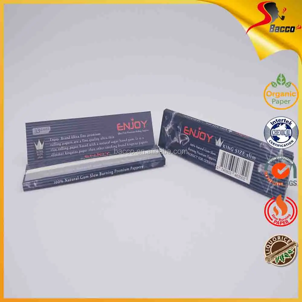 Organic rolling paper with 100% natural gum, slow burning, 50 booklets per box