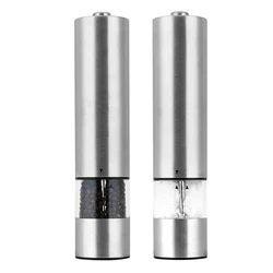 2 in 1 stainless steel glass automatic battery operated salt pepper mill