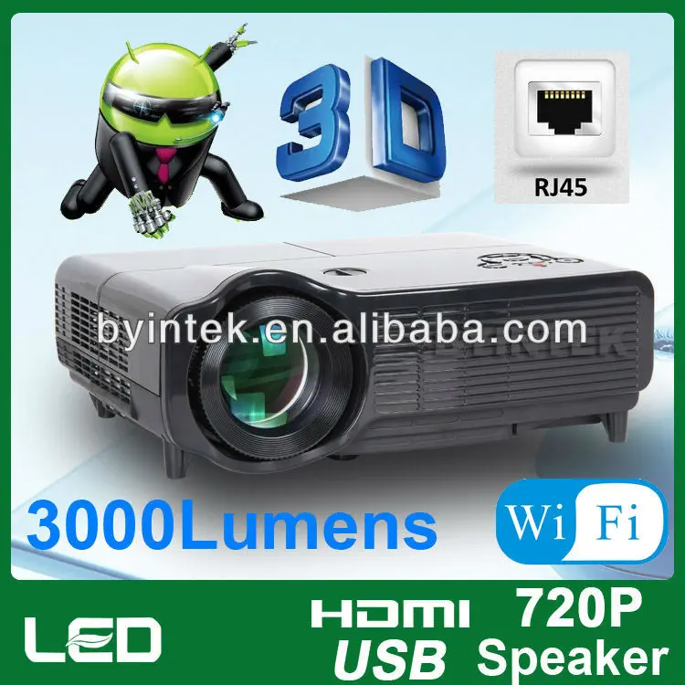 china factory built-in android 4.0 wireless rj45 3d led projector andrews projector