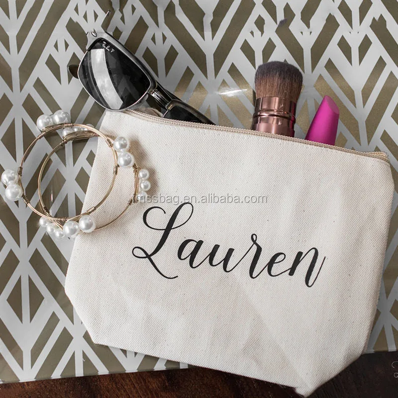 2017 newest Fashion Custom Canvas Zipper Ladies Make Up Bag cosmetic pouch