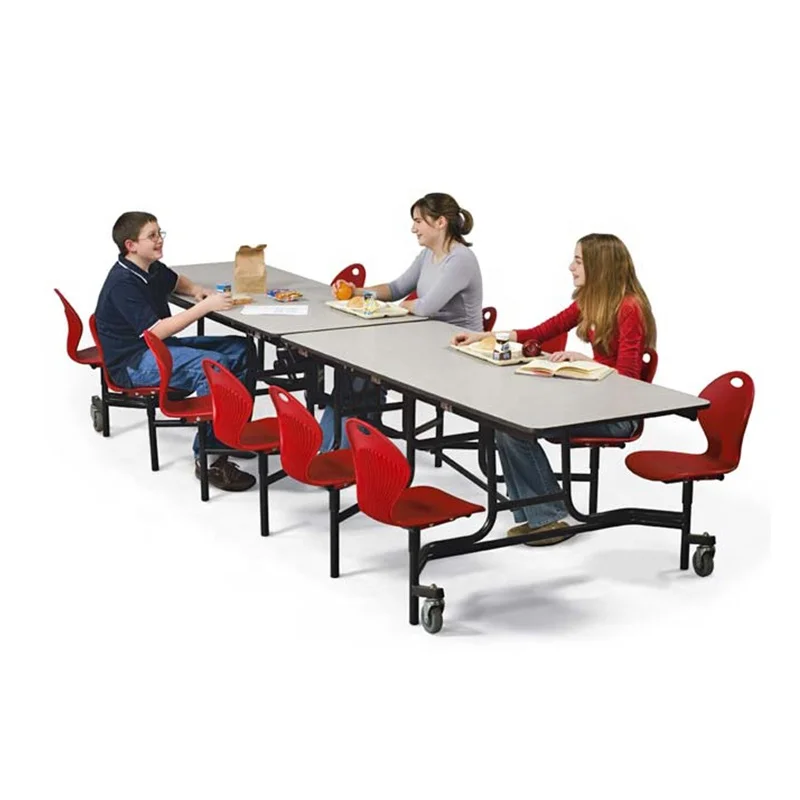 Movable Folding Canteen Dining Table with Wheels