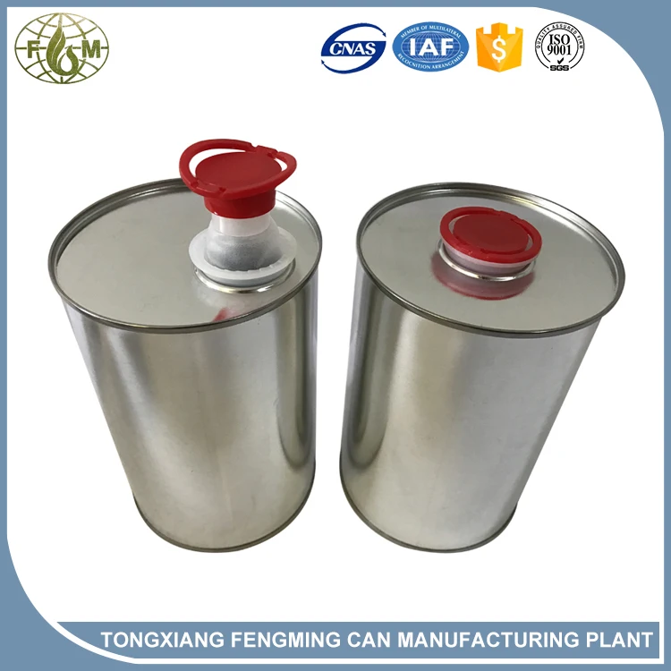 
1 liter metal can with plastic screw lid 