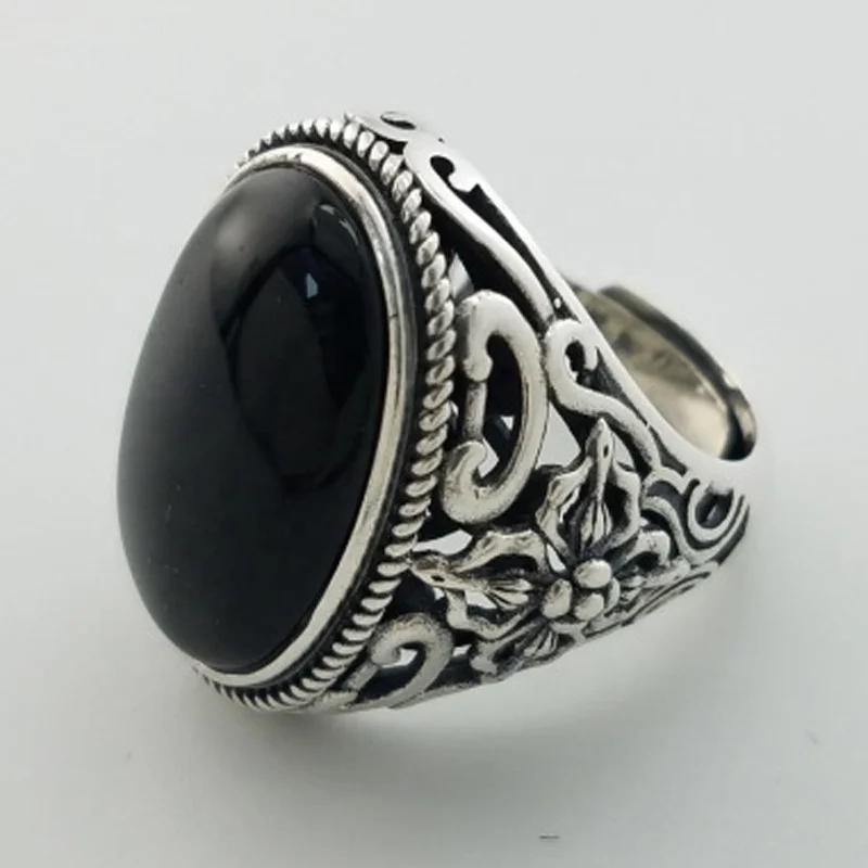 Spanking black opal gemstone silver jewelry 925 sterling silver ring handmade Jewelry Rings