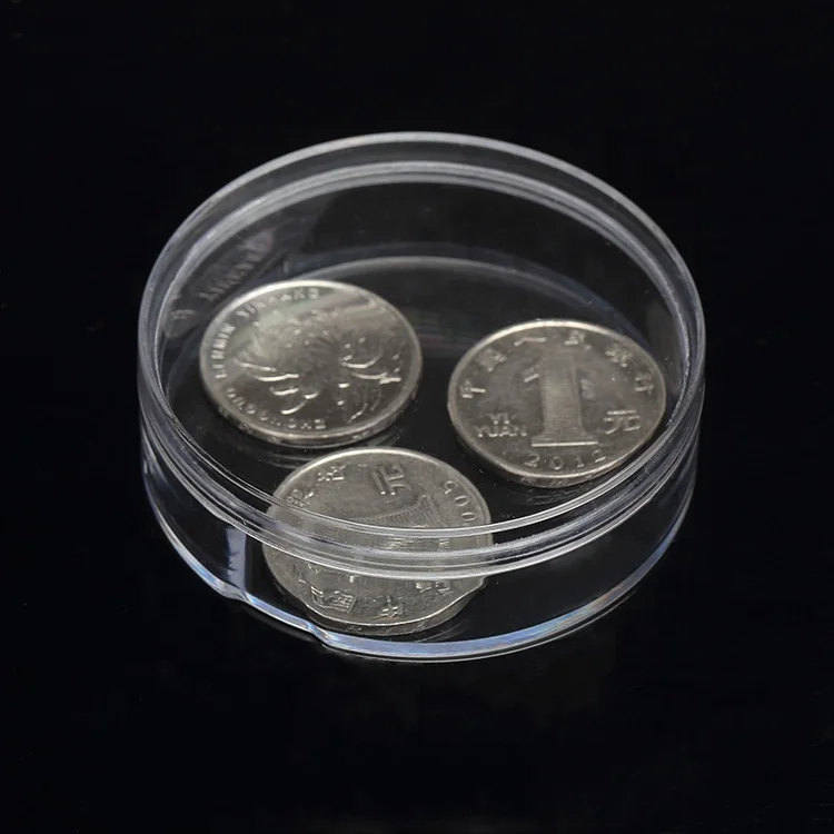 Round Clear Plastic Money Box Coin Storage Container for Coins