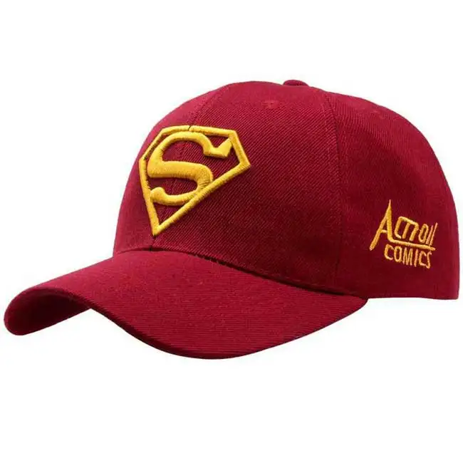 6 Panel Baseball Cap Superman Embroidery Sport Hat Wholesale Outdoor Caps