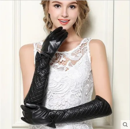 Женские длинные кожаные перчатки из китая