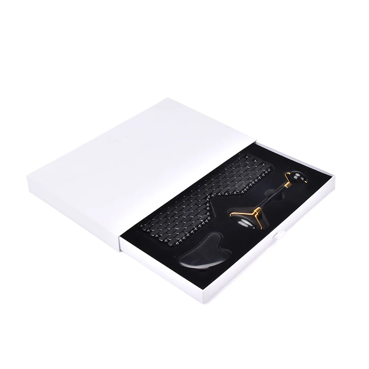 Частная этикетка изготовленный на заказ анти-старения черный обсидиан горячей и холодной воды, нефрит/гелевая маска для глаз с нефритовый валик и гуаша для сухих глаз маска