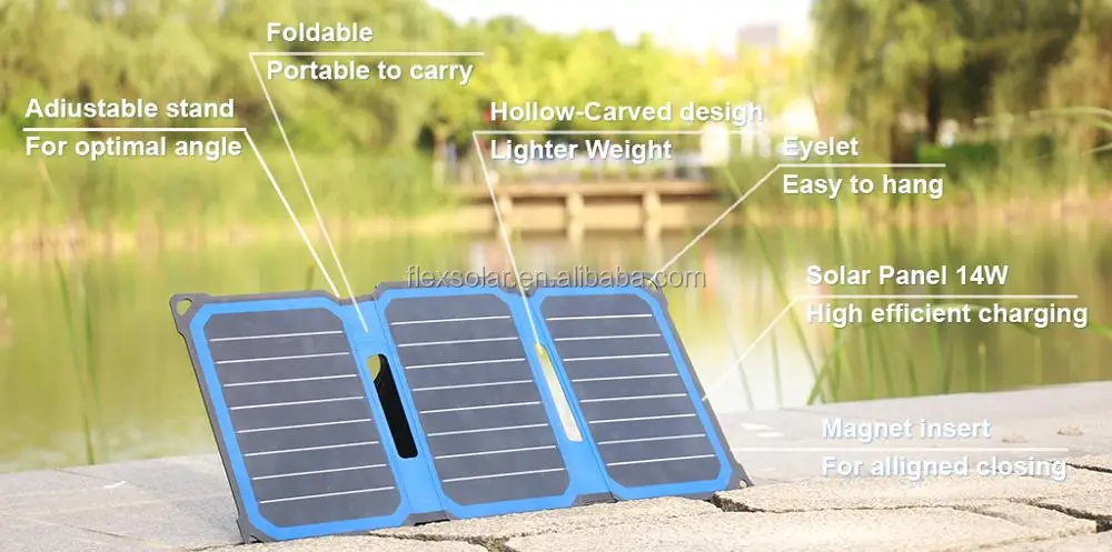 Flexsolar 15,3 Вт наружный водонепроницаемый Etfe Sunpower сотовый для Iphone Ipad Rohs внешний аккумулятор Солнечное зарядное устройство для телефона