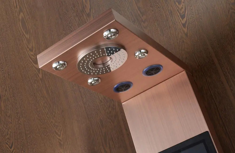 Golden Waterfall Shower Faucet Set Shower Column Tub Spout Hand Massage Jets Panel