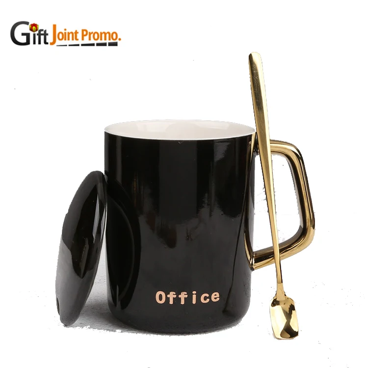 
Wholesale Ceramic Porcelain Mug Coffee Milk Cup with Lid Spoon 