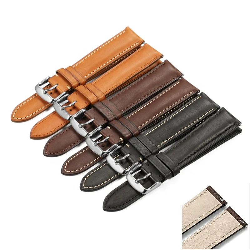 
Wholesale 18mm 19mm 20mm 21mm 22mm Handmade Wrist Quick Release Watch Band Genuine French Leather Watch Strap 