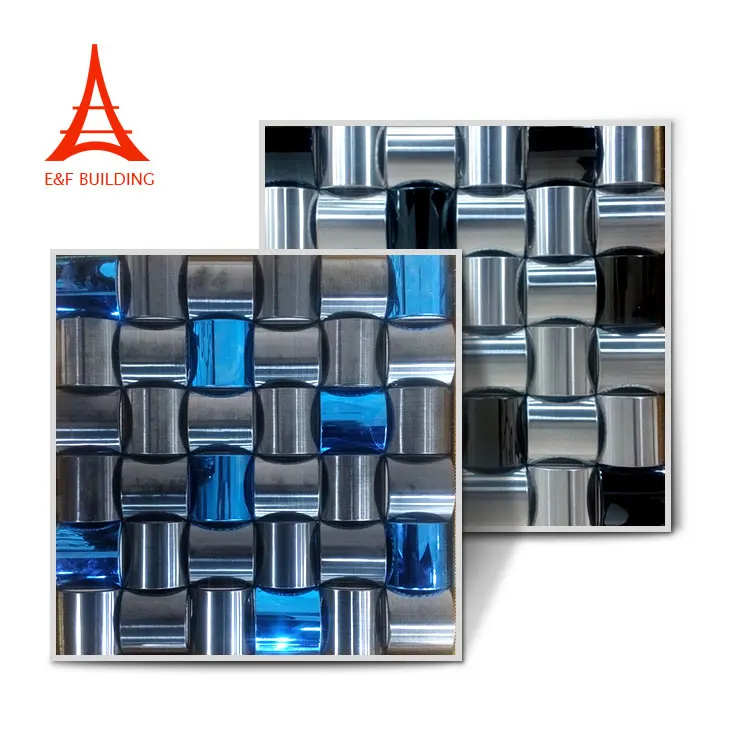 Square metal mix glass mosaic tiles metal mixed mosaic for kitchen wall decoration