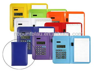 8 digits calculator with note book and pen