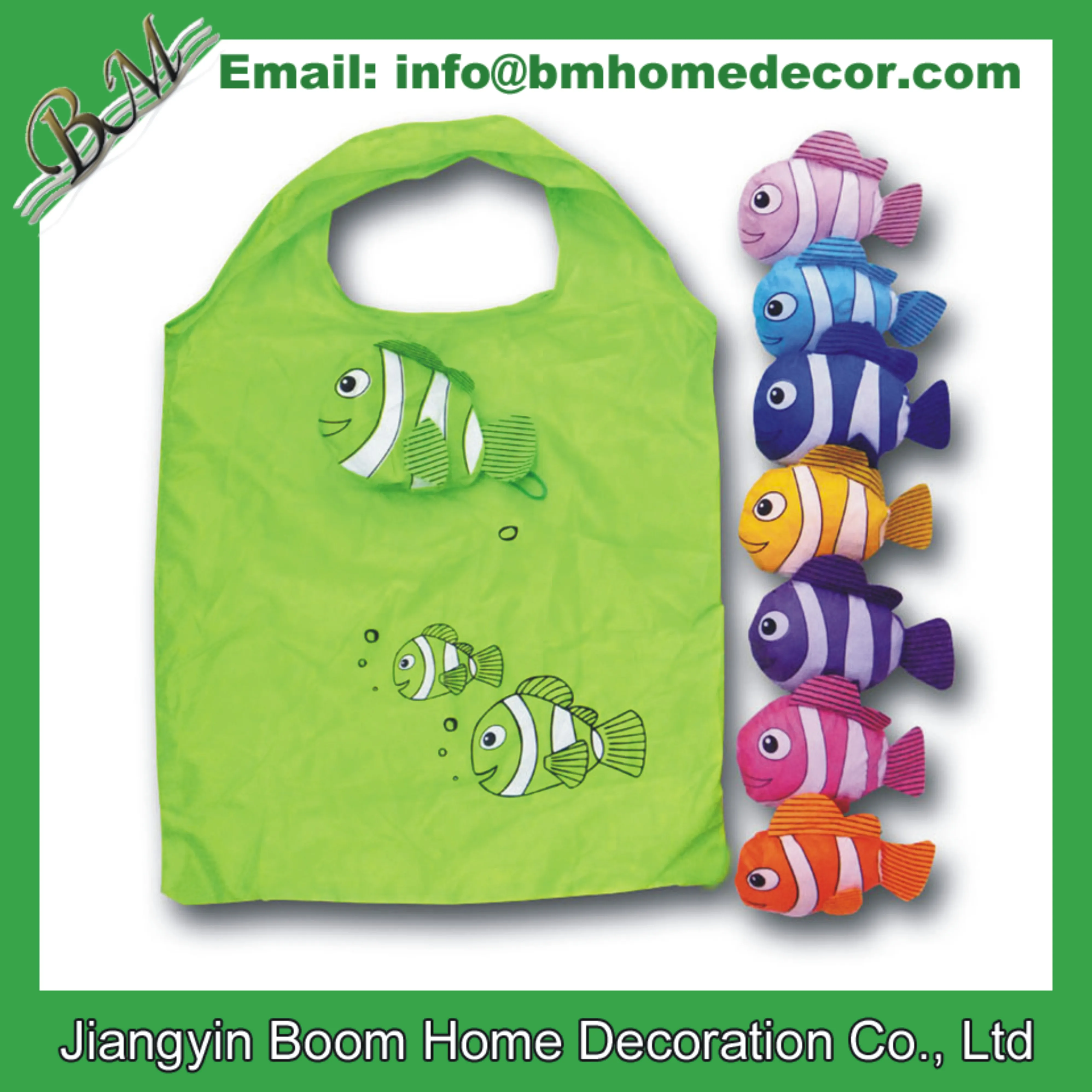 Cute Cartoon Animal Portable Reusable Eco Grocery Nemo Fish Shaped Foldable Shopping Tote Bag