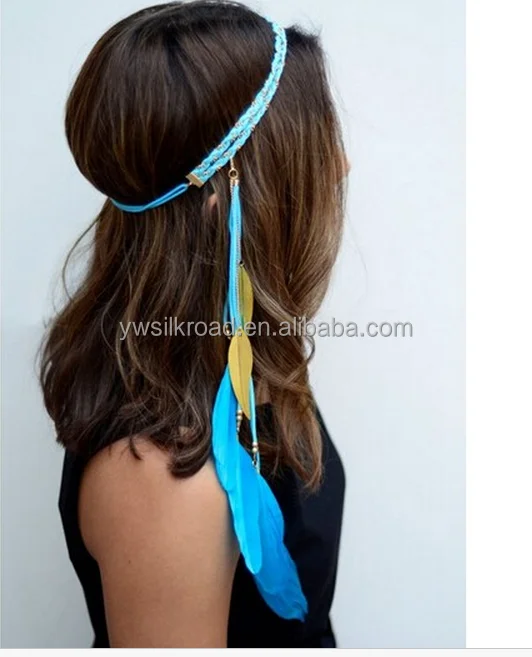 New Fashion Bohemia Style Weaving Feather Tassel Hair Band Hippie Women Headwear Hairband