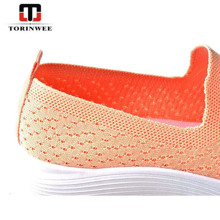 Professional manufacture cheap knit flat ladies shoes