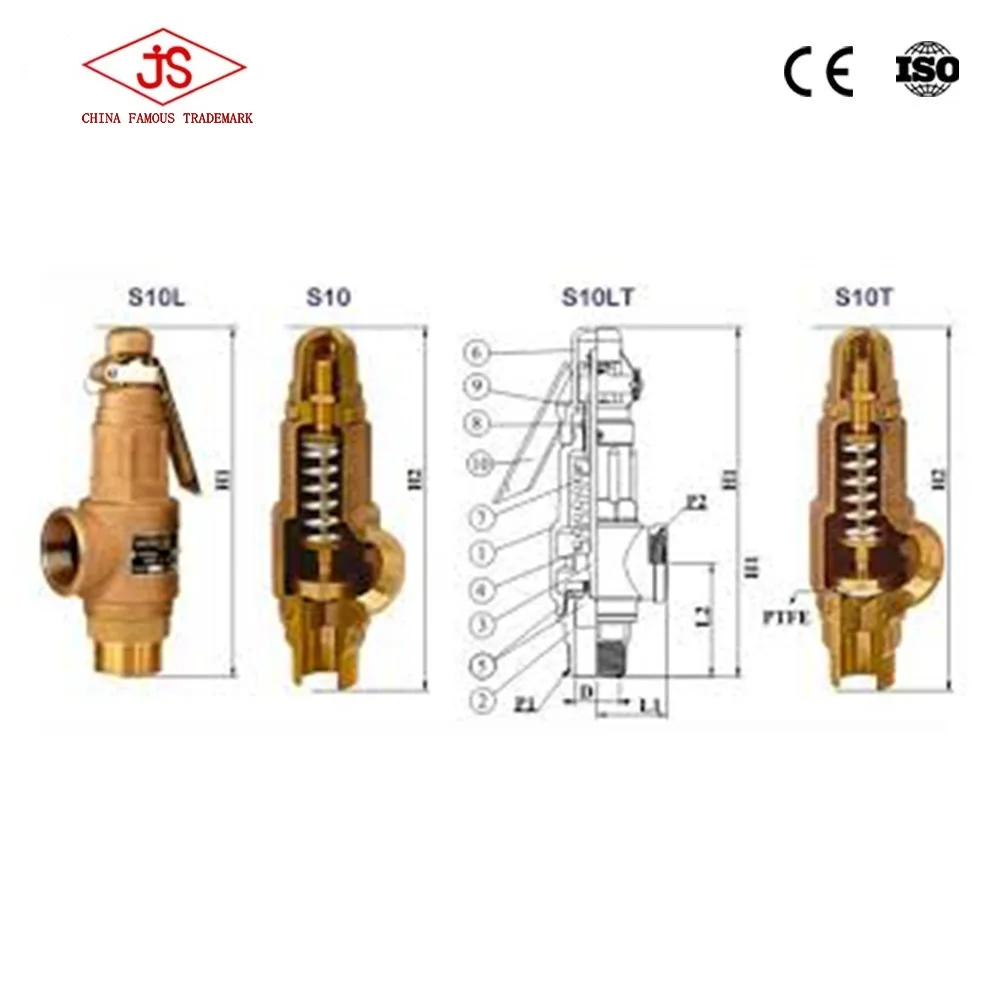 BSP резьбовой пружинный высокий подъемный латунный паровой бойлер, предохранительный клапан, мягкое уплотнение, бронзовый/латунный предохранительный клапан
