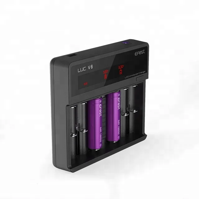 
Efest LCD screen LUC V6 3.7 v 18650 lithium ion polymer battery charger design with car charger 