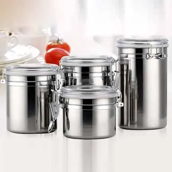 4inch sets stainless steel food storage seal container/jar/box/canister with clip lid