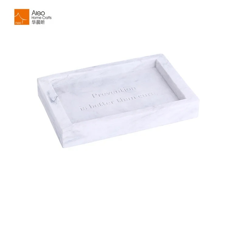 Wholesale Top Grade Hotel Room polyresin  Square Soap Tray Dish Holder White Marble custom Soap Dish