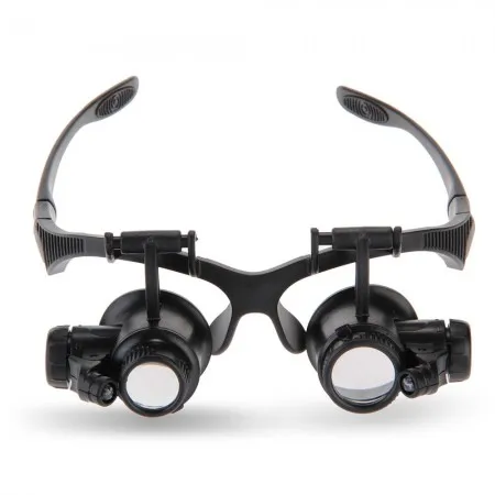 10X/15X/20X/25X Portable Head Wearing Double Eye Magnifying Glass 2 LED/8 Lens Jewelry Watchmaker Magnifiers Eyewear
