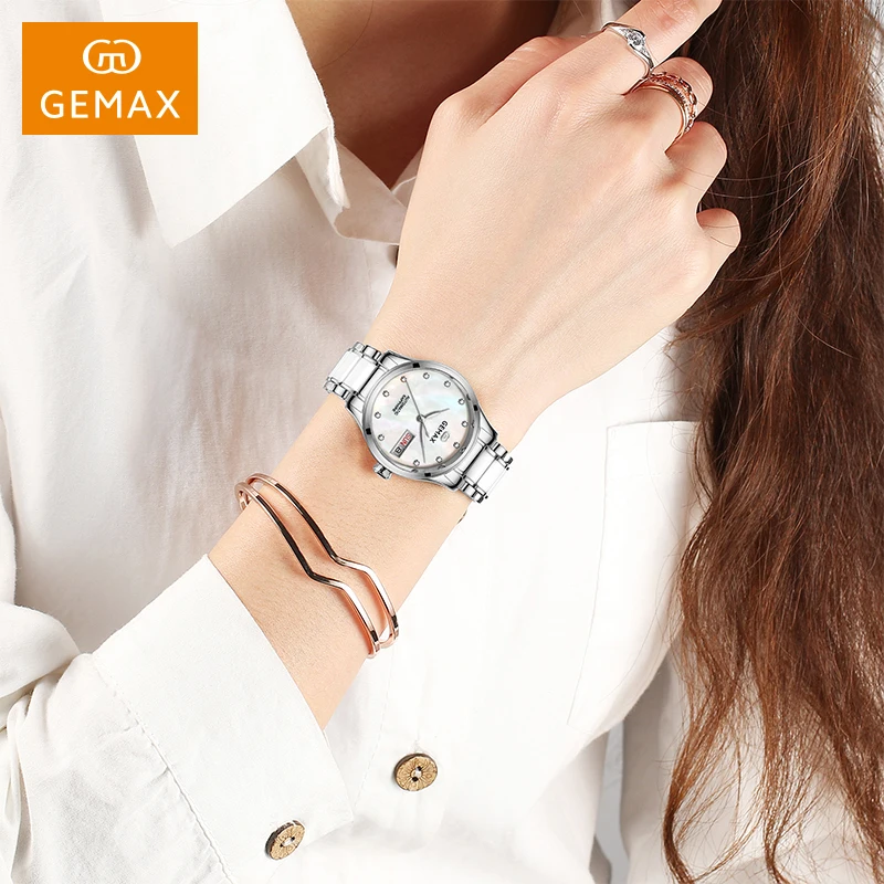 Newest classic lady ceramic automatic watch women mechanical diamond wristwatch