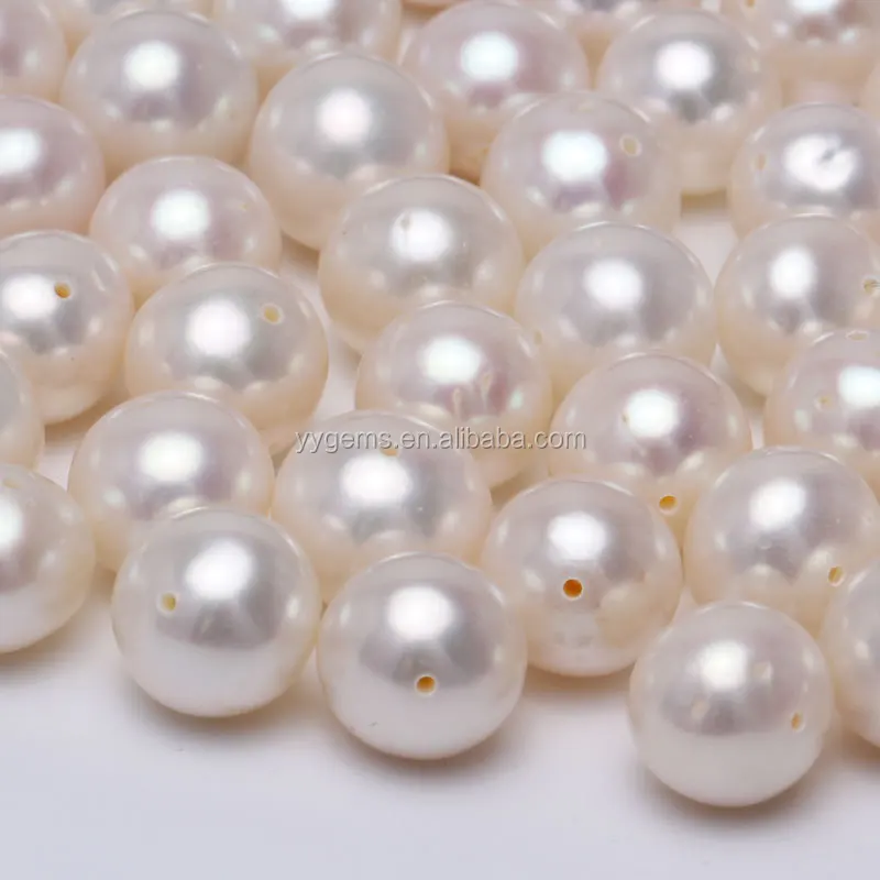 Nearly Round 8mm Natural Freshwater Loose White Pearl with Hole for Pearl Necklace