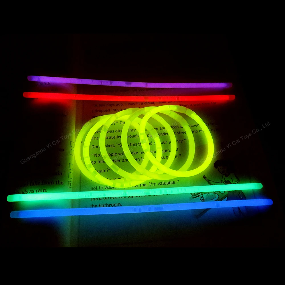 super bright 8 inch glow stick for glow bracelet 100 pack