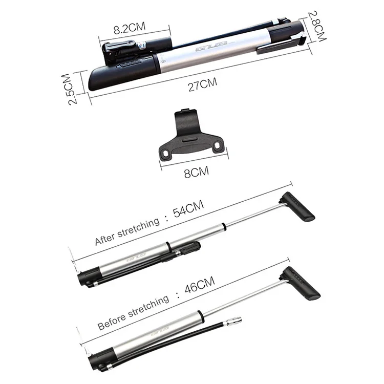 GUB P003 Bicycle Pump Portable Bike Tyre High Pressure Inflator Aluminum Alloy with Pressure Presta Schrader Valve Cap Hand Pump