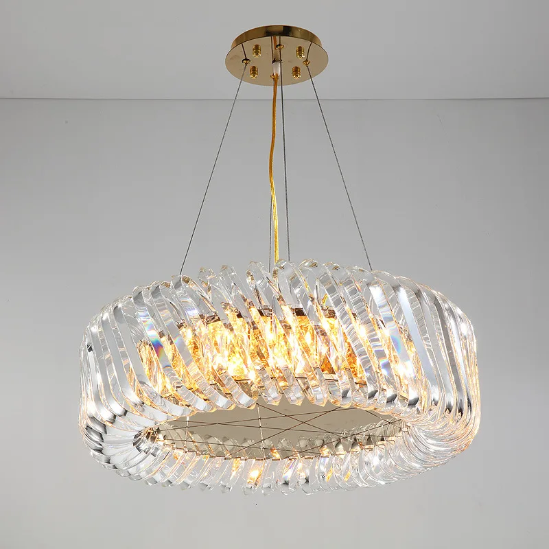 60CM newest gold metal circle crystal pendant chandelier lights