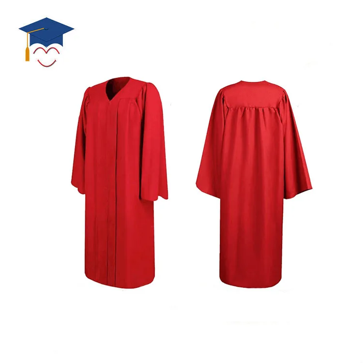 wholesalers School Uniform Adult Red Matte Graduation Gown Robe And Cap With Tassel