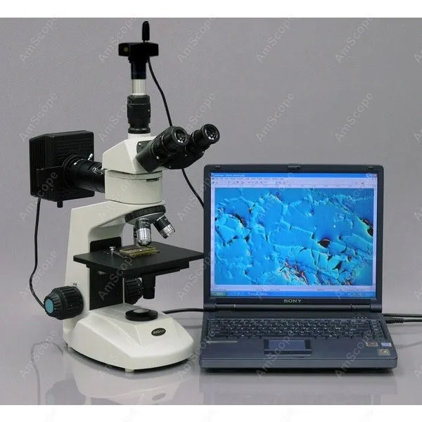 
AmScope Supplies 40X-2000X Polarizing Metallurgical Microscope w 2 Lights + 5MP Camera 