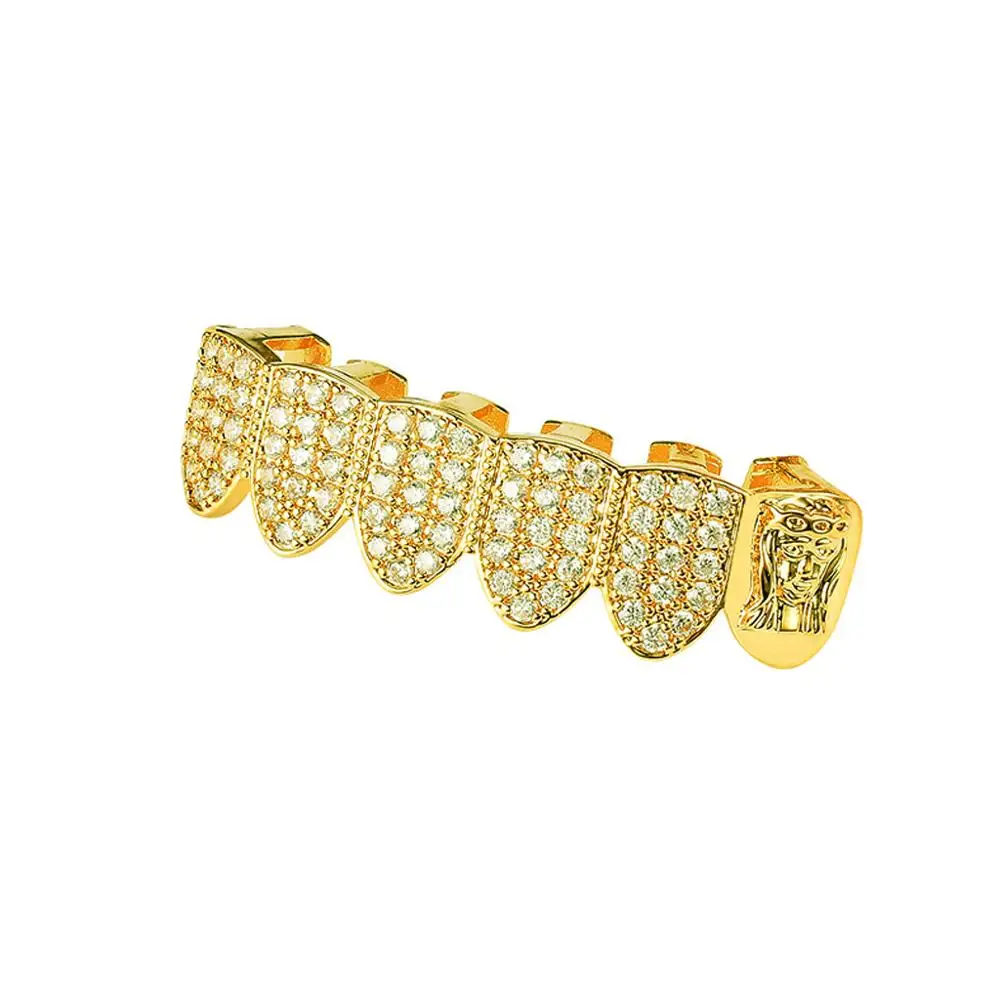 Hip Hop Body Jewelry Gold Plated Dental Grillz Iced Out Zircon Jesus Christ Teeth Grillz Halloween Accessory Gift