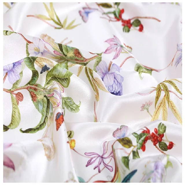 
100% digital print stretch silk charmeuse fabric For Dress and Blouse 