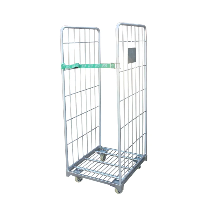 Warehouse transport demountable galvanized wire mesh roll container, rolling trolley, hand carts