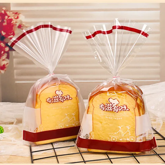 Tin tie seal heat cutting  Custom logo printed transparent sliced bread packing PP bags for bakery