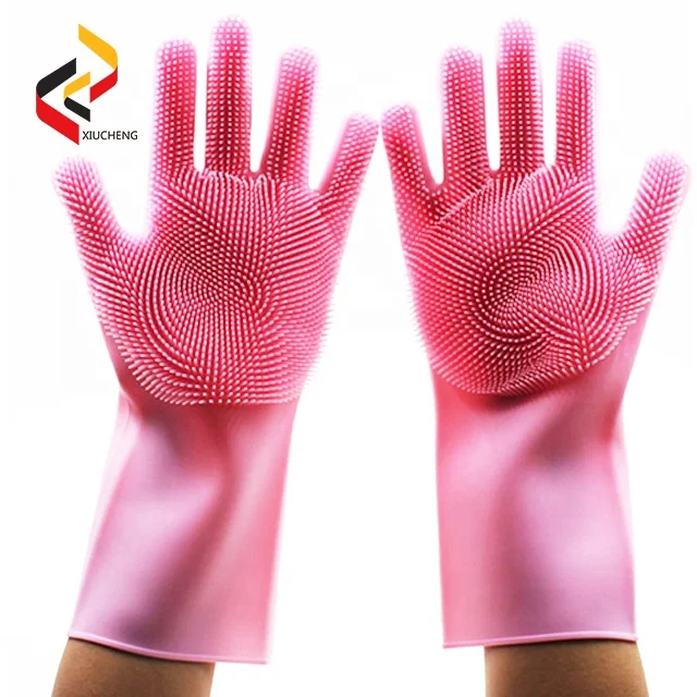 Korea magic kitchen silicone sponge brush glove bristled dish washing glove