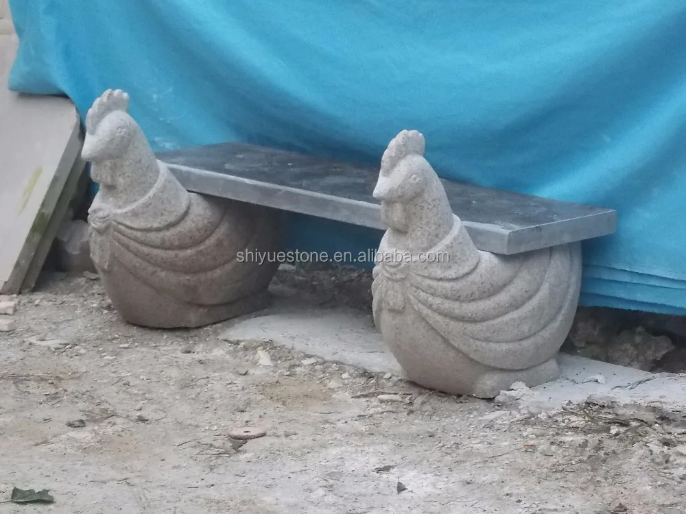 Ручная резная каменная скамейка с фигурами животных