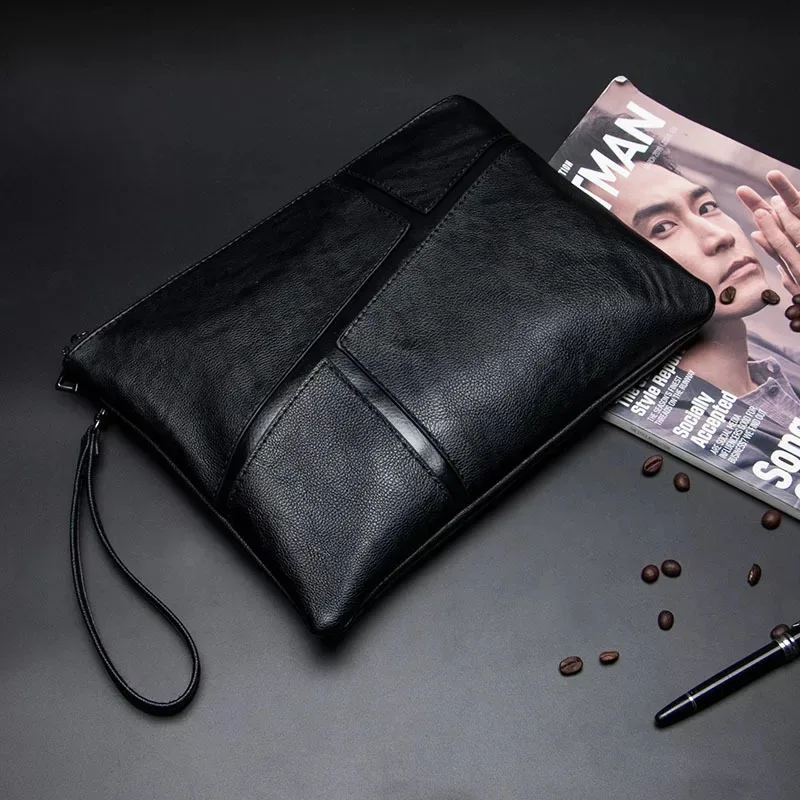 Mens clutch wallet purse high capacity men leather envelope clutch bag
