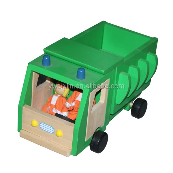 new design 100%handmade natural wooden model engineering vehicle toys for kids wooden little patrol wagon for kids