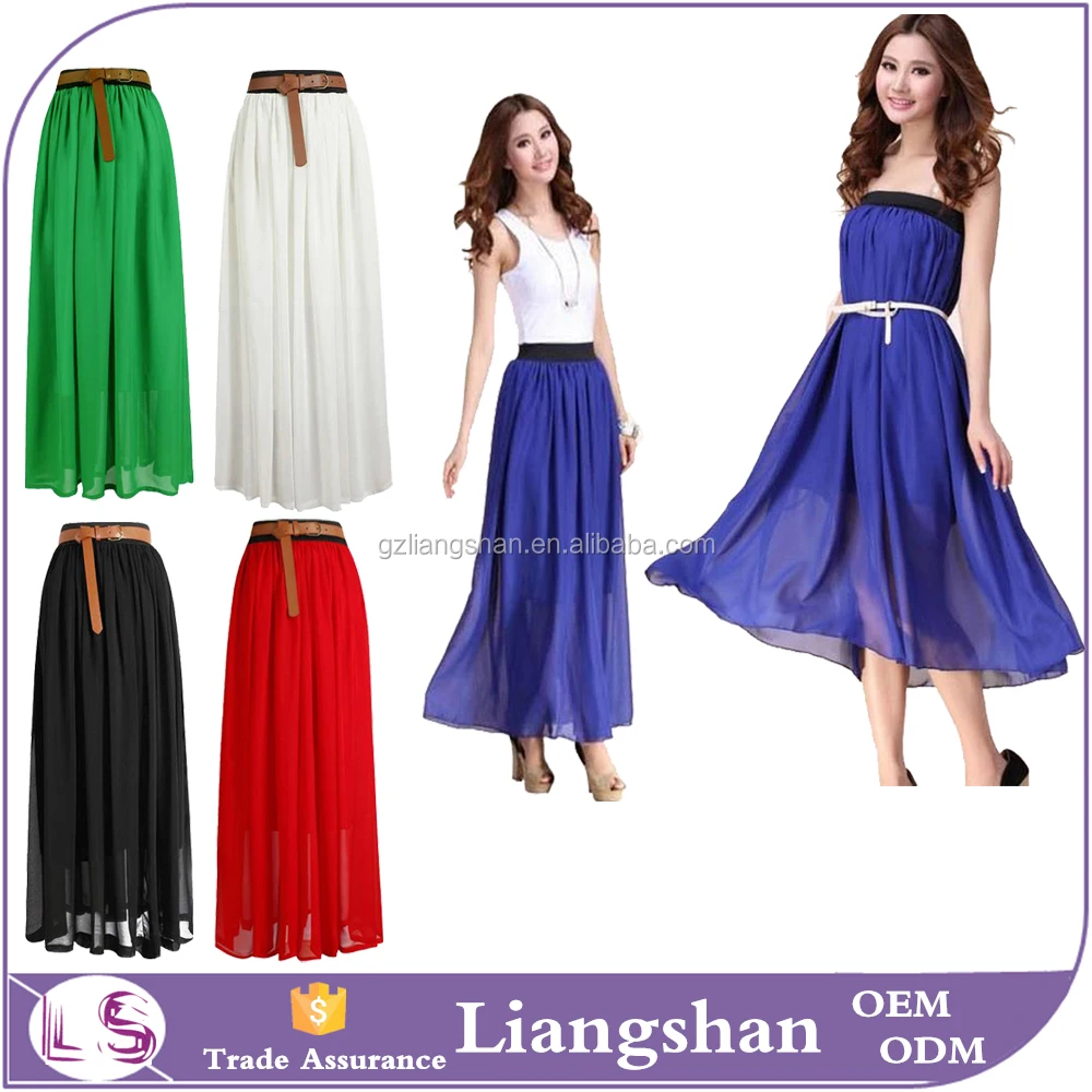 
2016 Hot selling factory wholesale long skirt chiffon maxi skirt long maxi skirt 